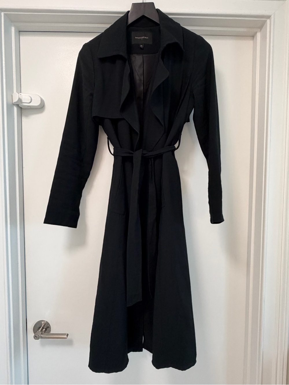 Banana Republic Black Long Sleeve Trench-Style Dress with Tie